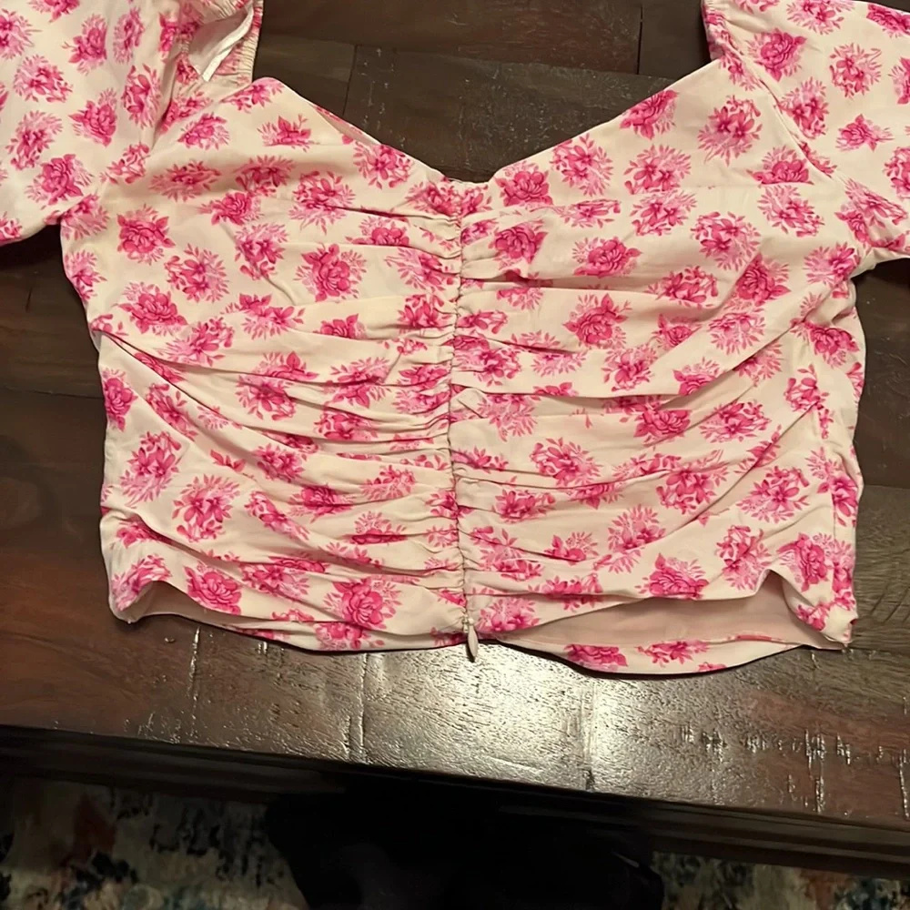 ZARA Floral Puff Sleeve Blouse
